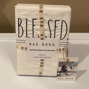 Rae Dunn by Enchante Two Standard Size Embroidered Pillow Cases.